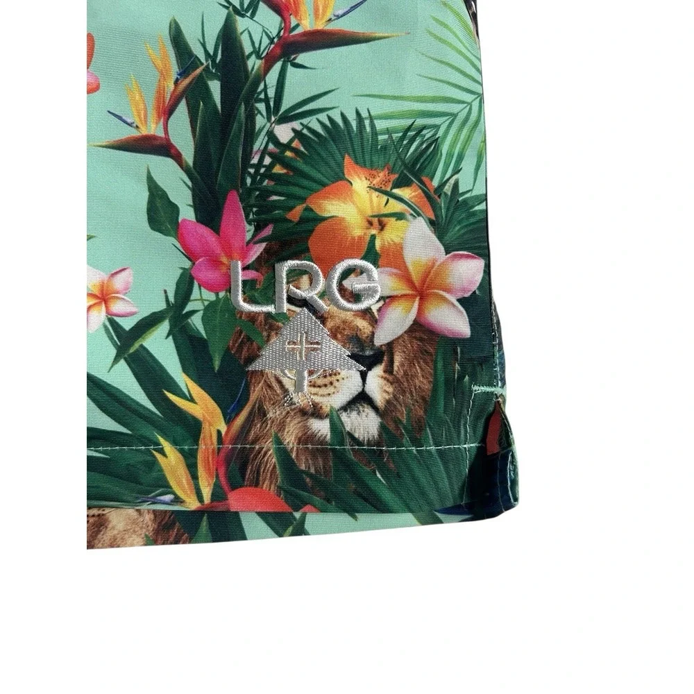 LRG Lifted Research Group Men's Hybrid Board Shorts Large Multicolor Lion Floral